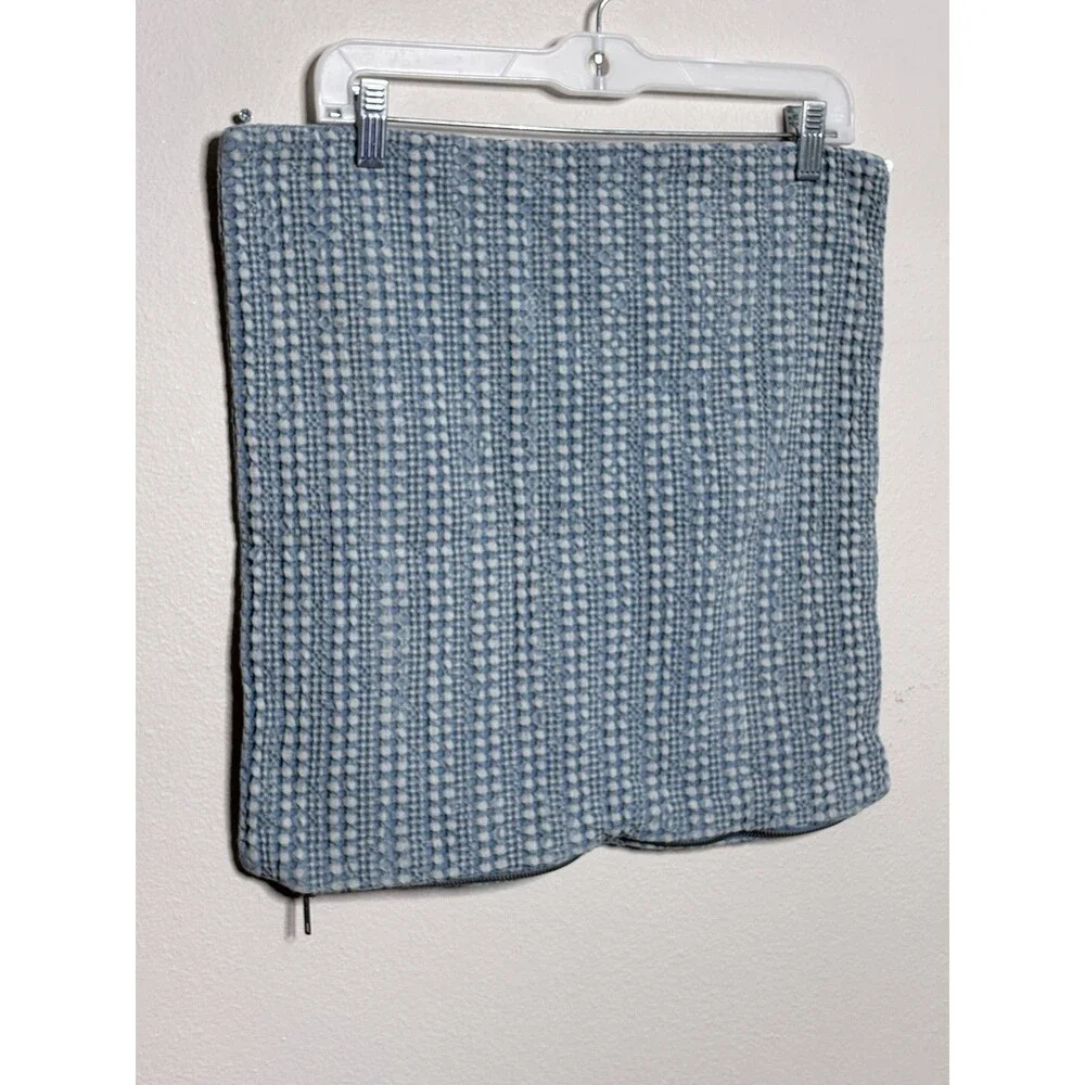 Pottery Barn Pillow Cover Honeycomb Blue Waffle Texture 18” Square Cotton